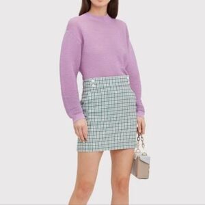 Veronica Beard Arezzo Tweed Silver Button Mini Skirt In Blue